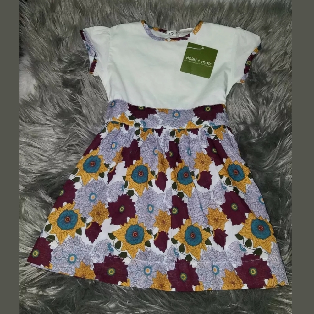 Girls Violet + Moss Floral Organic Cotton Dress 2T